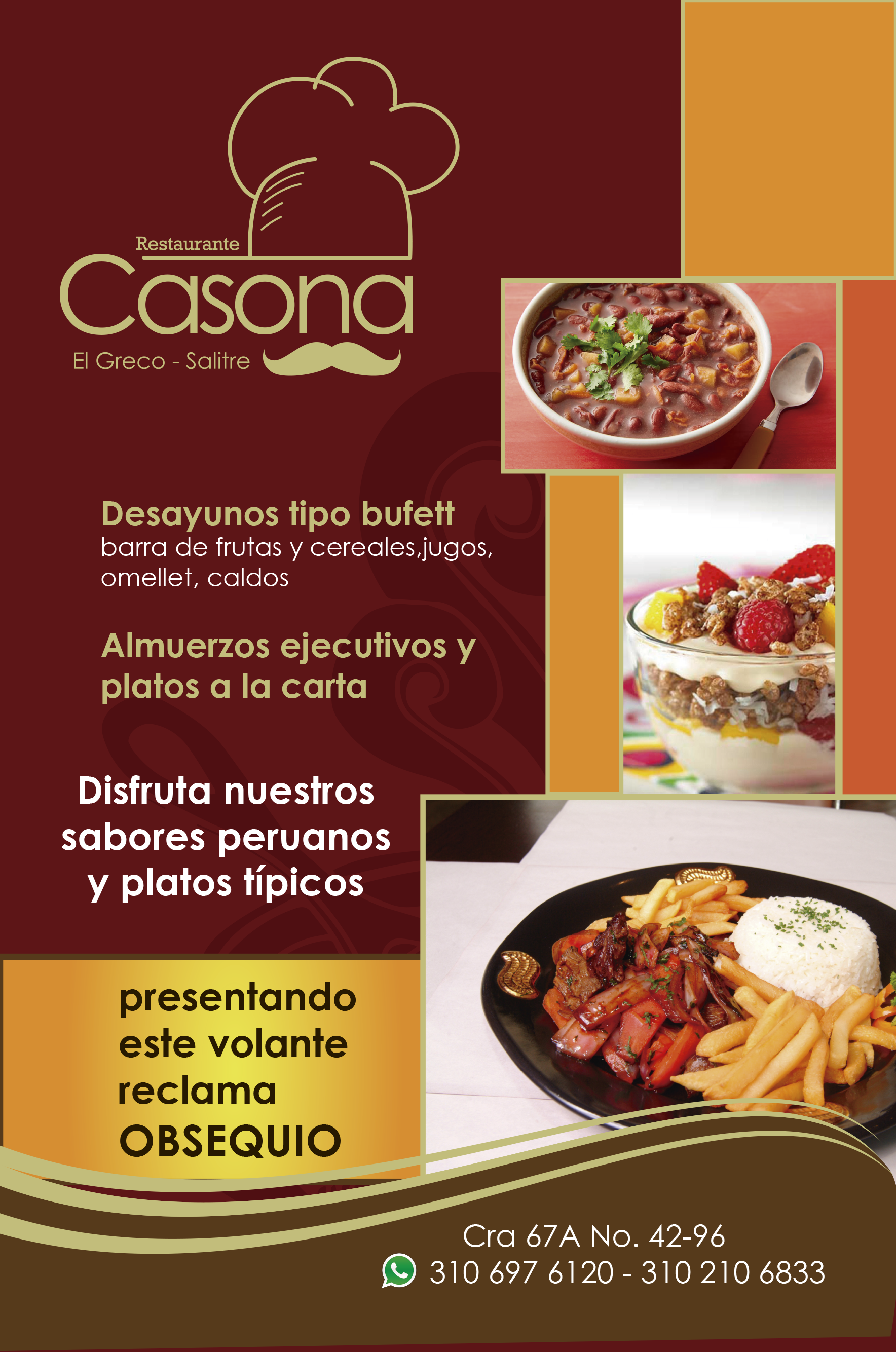 Diseño de Volante Restaurante la Casona el Greco